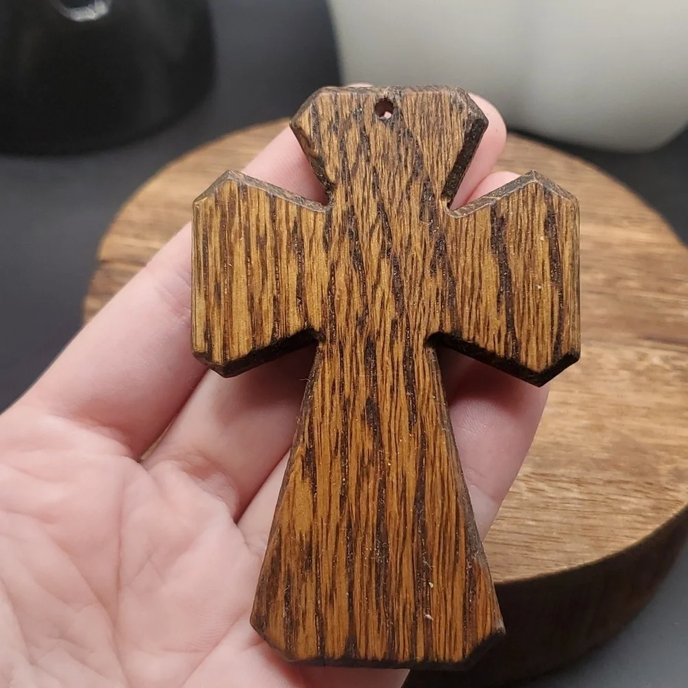 Wooden large cross pendant